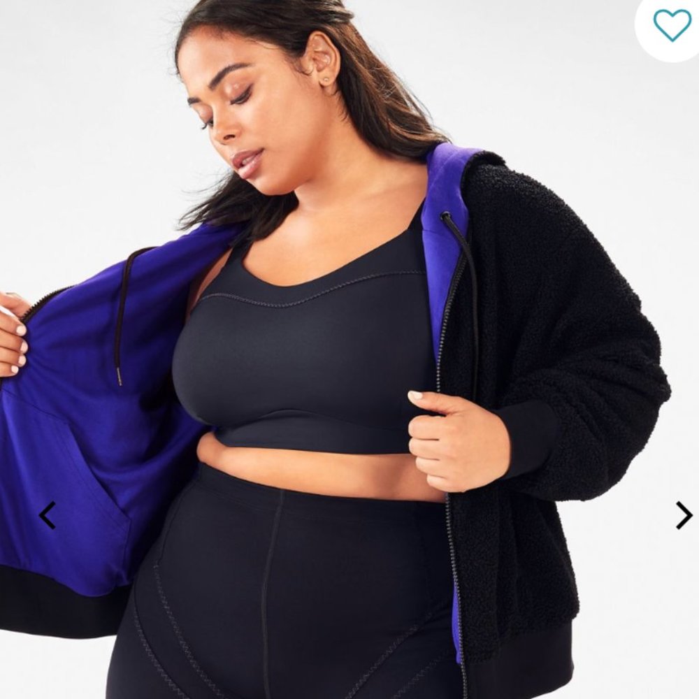 Fabletics Reversible Rose Hoodie Jacket in Black/Blue
